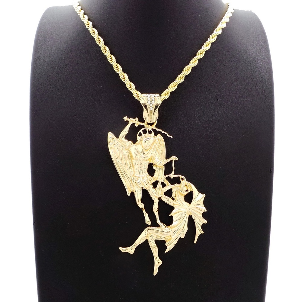 Saint Michael Archangel Pendant & 24" Rope Chain